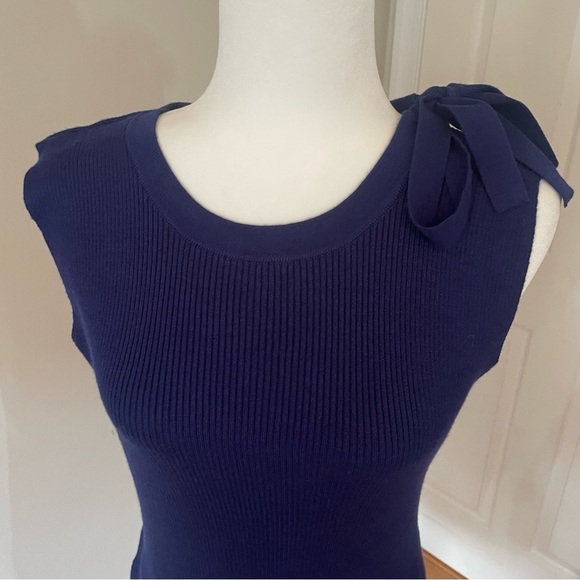 NWT Love Scarlett Petite Sleeveless Ribbed Bow Sweater Dress – Blue - Size PM - Picture 6 of 13